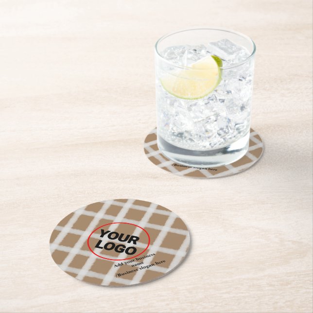 Simple custom QR code add you name logo Classic Ro Round Paper Coaster (Insitu)