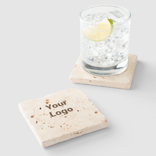 Simple custom QR code add you name logo Classic Ro Stone Coaster (Side)