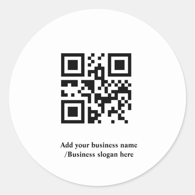 Simple custom QR code add you name logo Classic Round Sticker (Front)