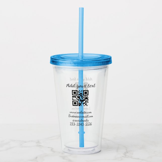 simple custom QR code add your name text  Classic  Acrylic Tumbler (Front)