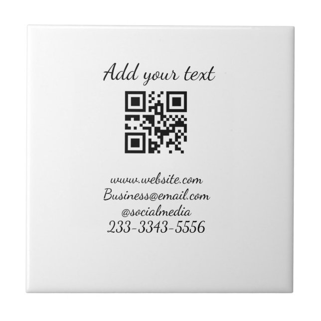 simple custom QR code add your name text  Classic  Ceramic Tile (Front)