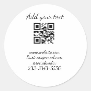 simple custom QR code add your name text  Classic  Classic Round Sticker