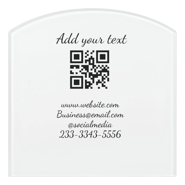 simple custom QR code add your name text  Classic  Door Sign (Contour Front)