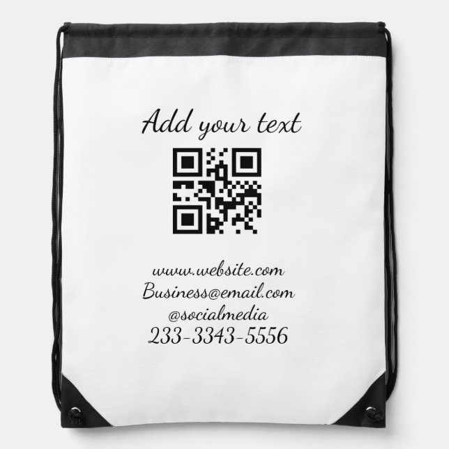 simple custom QR code add your name text  Classic  Drawstring Bag (Front)