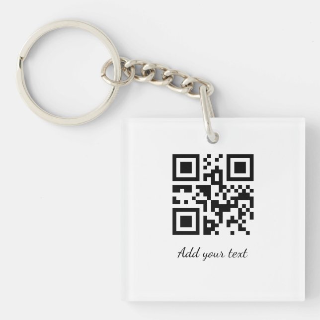 simple custom QR code add your name text  Classic  Keychain (Front)