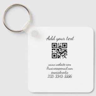 simple custom QR code add your name text  Classic  Keychain