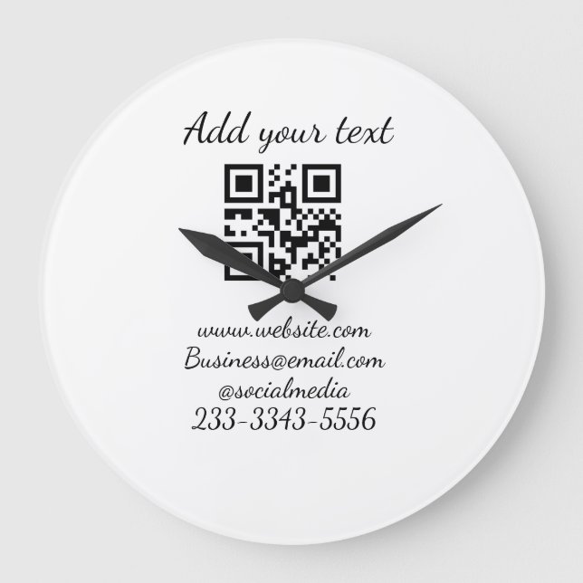 simple custom QR code add your name text  Classic  Large Clock (Front)
