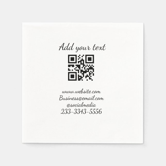 simple custom QR code add your name text  Classic  Napkins (Front)