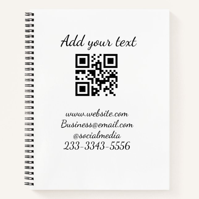 simple custom QR code add your name text  Classic  Notebook (Front)