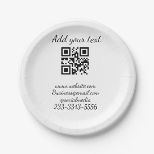 simple custom QR code add your name text  Classic  Paper Plates