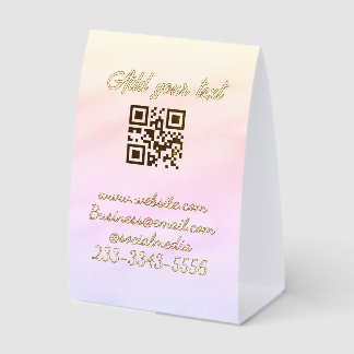 simple custom QR code add your name text Classic Paper Table Tent