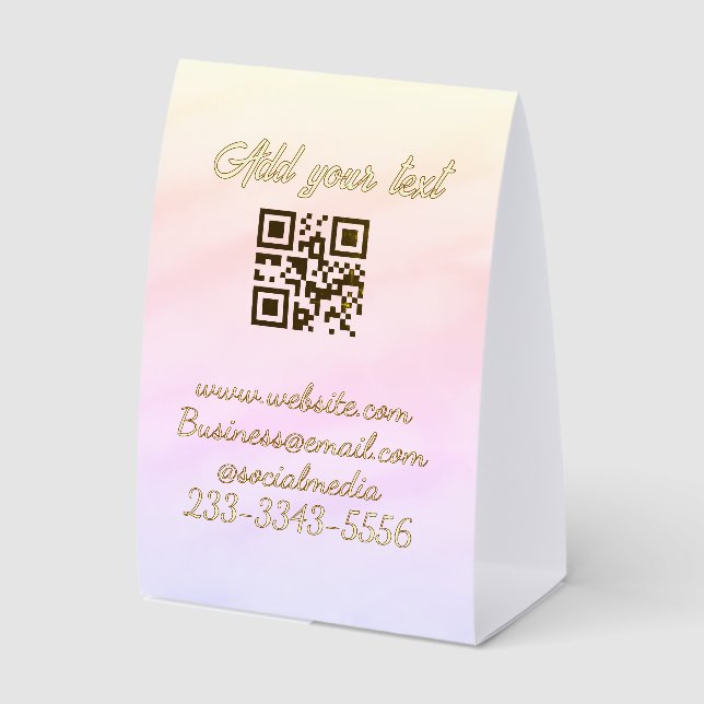 simple custom QR code add your name text  Classic  Paper Table Tent (Front)