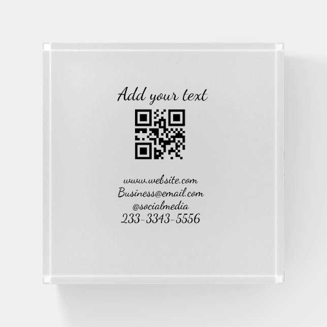 simple custom QR code add your name text  Classic  Paperweight (Front)