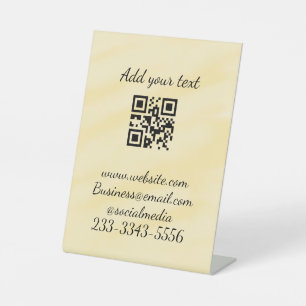 simple custom QR code add your name text Classic Pedestal Sign