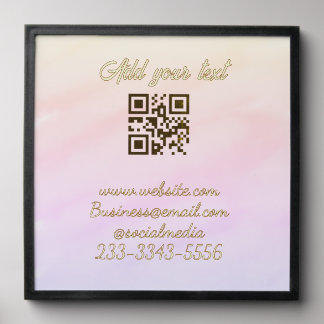 simple custom QR code add your name text Classic Peel And Stick Photo Tile