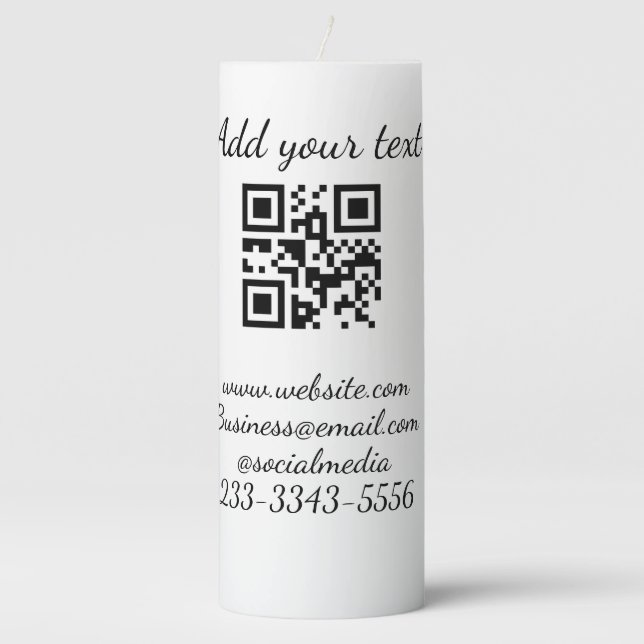 simple custom QR code add your name text  Classic  Pillar Candle (Front)