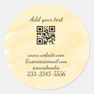 simple custom QR code add your name text Classic Round Sticker