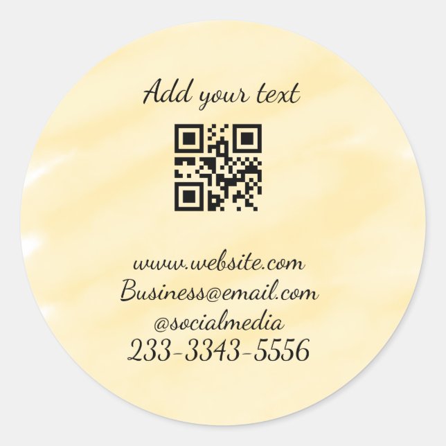 simple custom QR code add your name text  Classic  Round Sticker (Front)