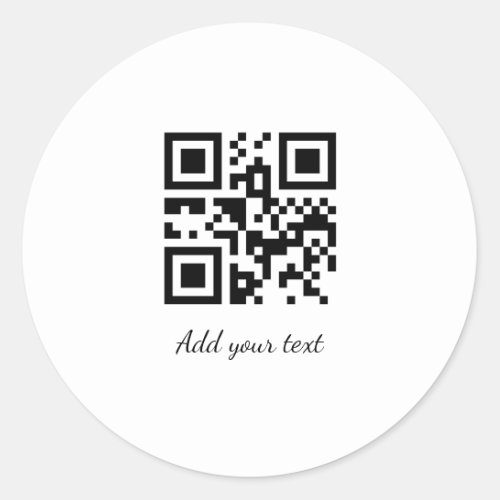 simple custom QR code add your name text  Classic Round Sticker