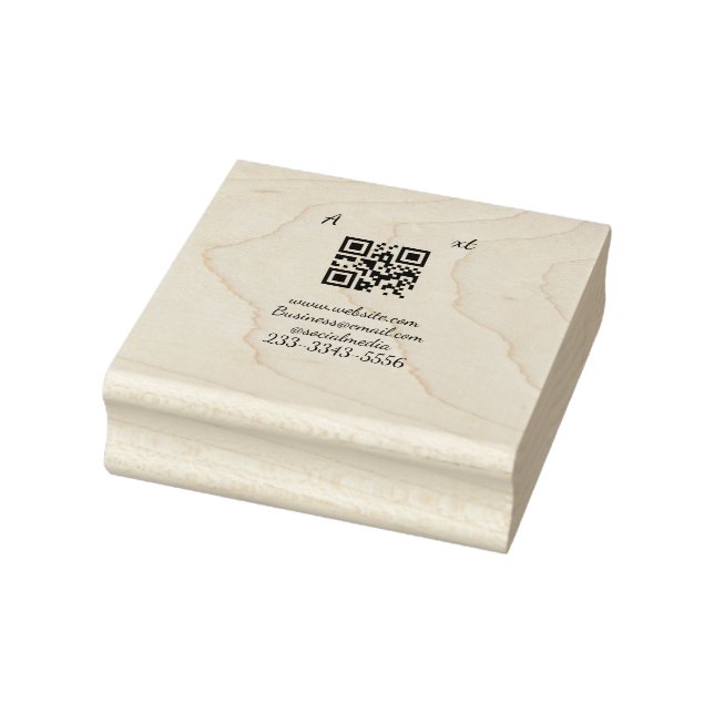 simple custom QR code add your name text  Classic  Rubber Stamp (Stamp)
