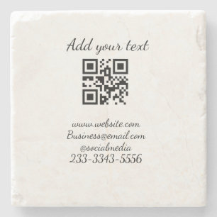 simple custom QR code add your name text Classic Stone Coaster