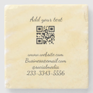 simple custom QR code add your name text  Classic  Stone Coaster