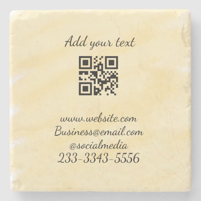 simple custom QR code add your name text  Classic  Stone Coaster (Front)