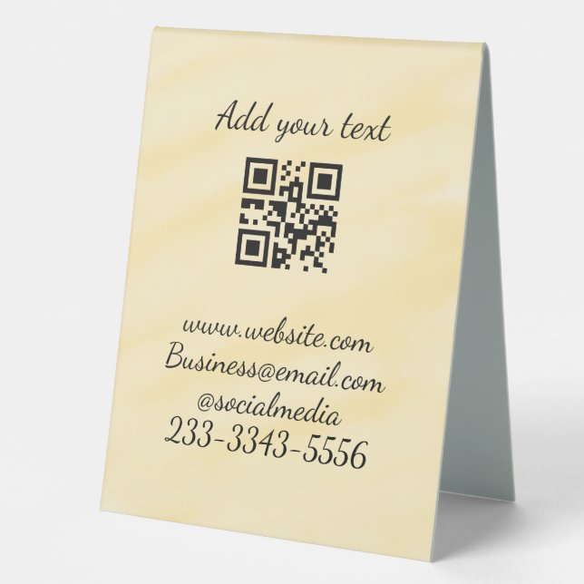 simple custom QR code add your name text  Classic  Table Tent (Front)