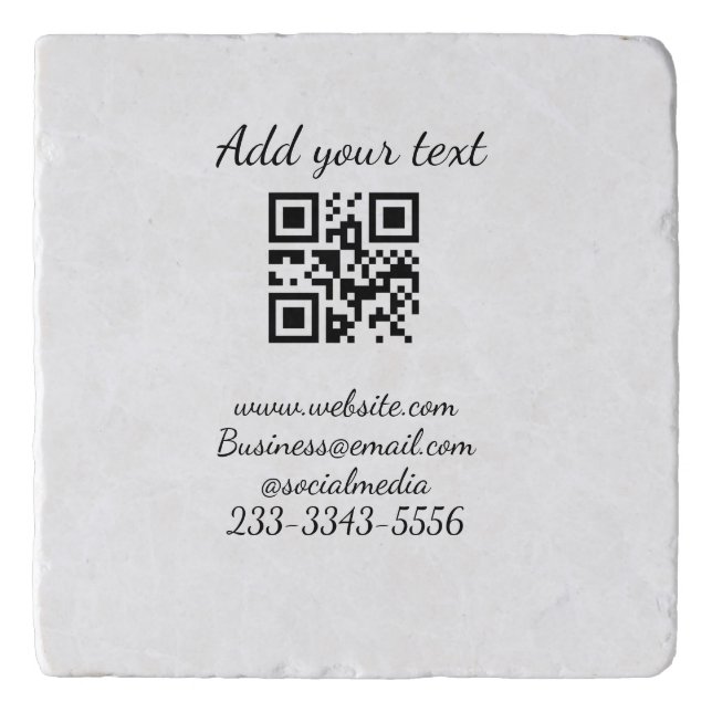 simple custom QR code add your name text  Classic  Trivet (Front)