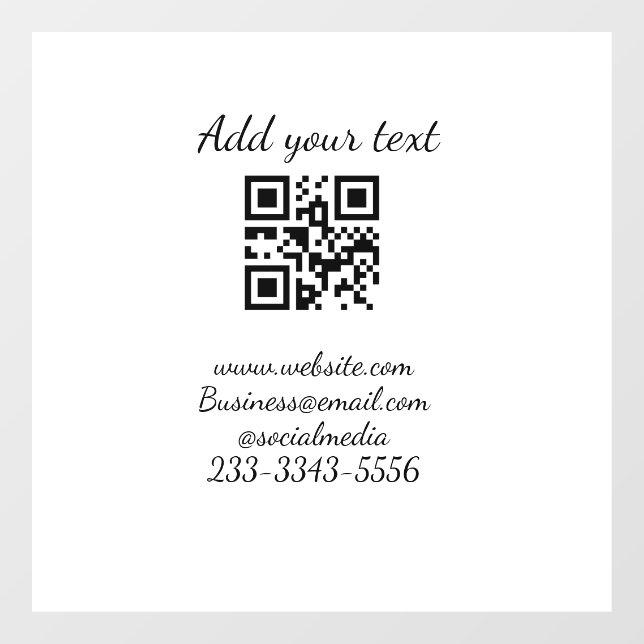 simple custom QR code add your name text  Classic  Window Cling (Sheet)