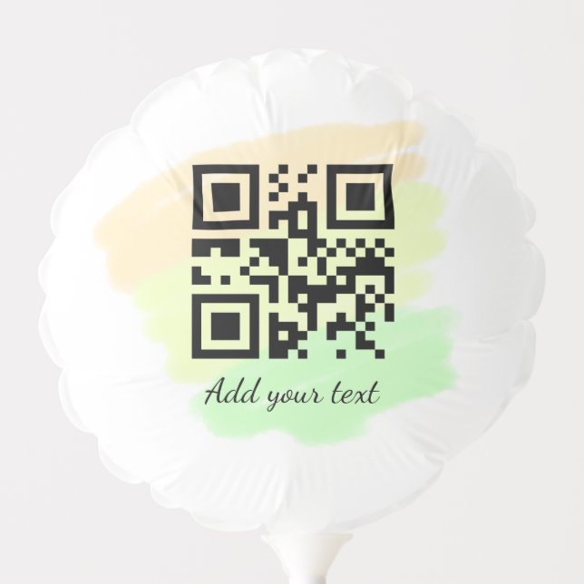simple custom QR code add your name text watercolo Balloon (Front)