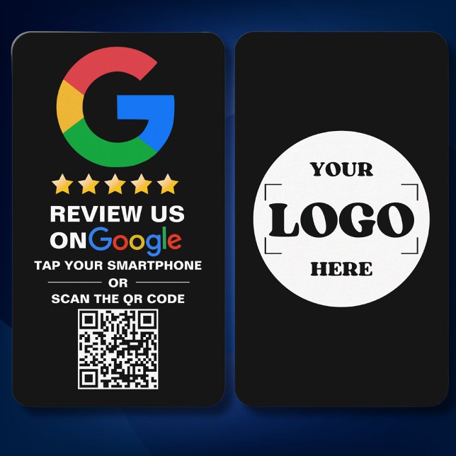 Simple Custom Qr Code Google Review Black Business Card (Creator Uploaded)
