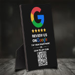Simple Custom Qr Code Google Review Black Plaque<br><div class="desc">A simple custom black plaque to be uniquely a smart Opportunity for you to ask your customers to leave a Five star review for your shop on Google. Add your details, All text style, colors, Boost Your Google Online Presence Enhance your online reputation and visibility on Google. More reviews mean...</div>