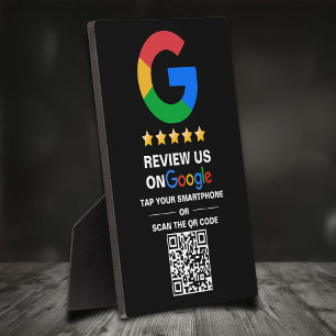 Simple Custom Qr Code Google Review Black Plaque