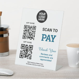 Simple Custom QR Code Payment - Scan to Pay Logo Pedestal Sign