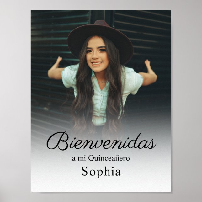 Simple Custom Quinceanera Photo Welcome Poster (Front)