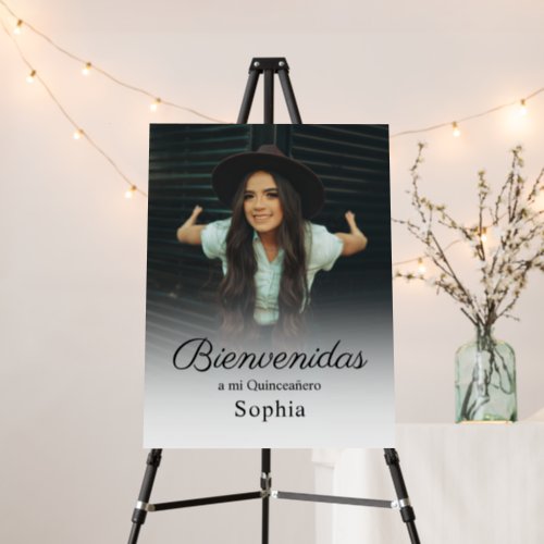 Simple Custom Quinceanera Welcome Sign With Photo