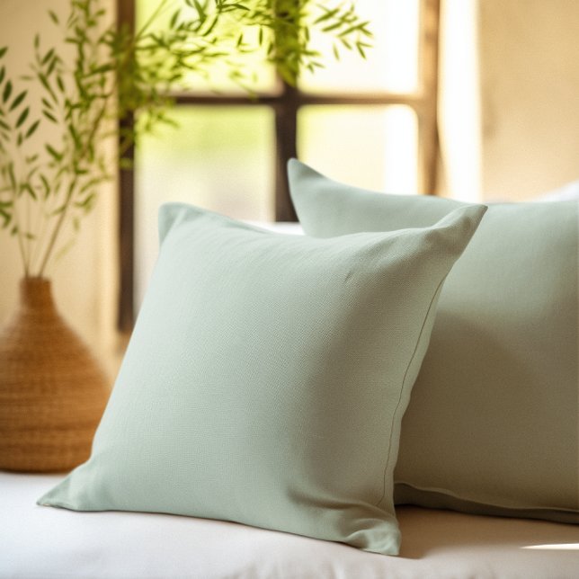 Simple custom sage green background throw pillow (Creator Uploaded)