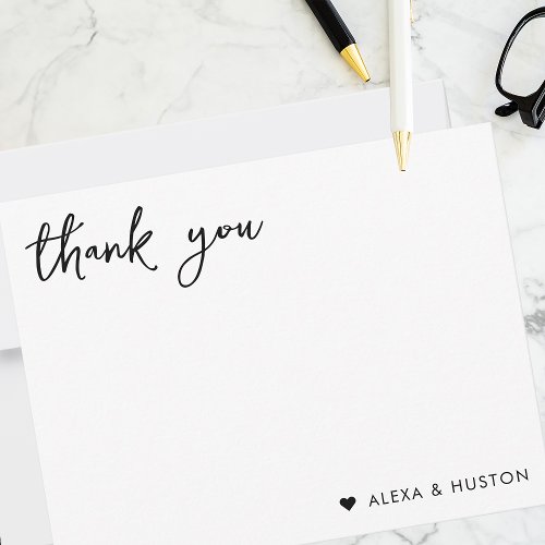 Simple Custom Stationery for Couple With Heart Thank You Card