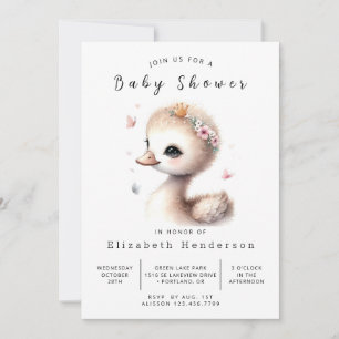 Simple Custom Swan Baby Shower Invitation