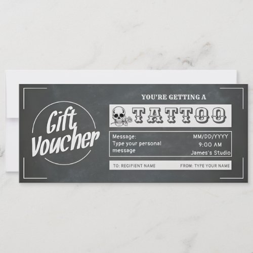 Simple Custom Tattoo Gift Voucher Invitation