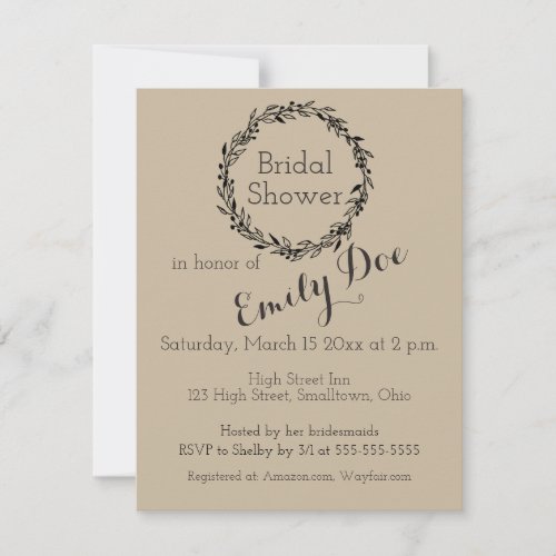 Simple Custom Template Bridal Shower Invitation