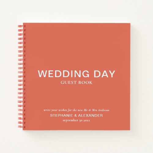 Simple Custom Terracotta Wedding Guest Book