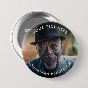 Simple Custom Text Funeral/Memorial Photo Tribute Button