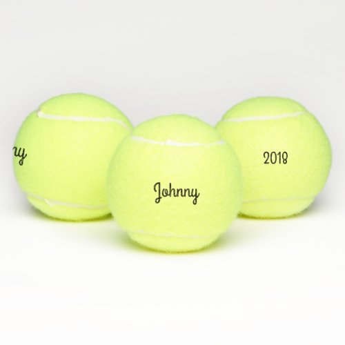 Simple Custom Text Name and Date Tennis Balls