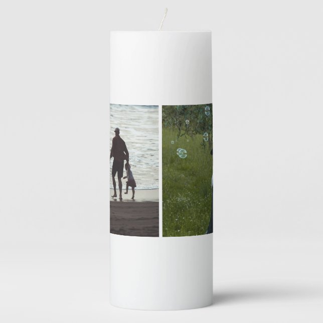 Simple Custom Two Photo Pillar Candle (Front)