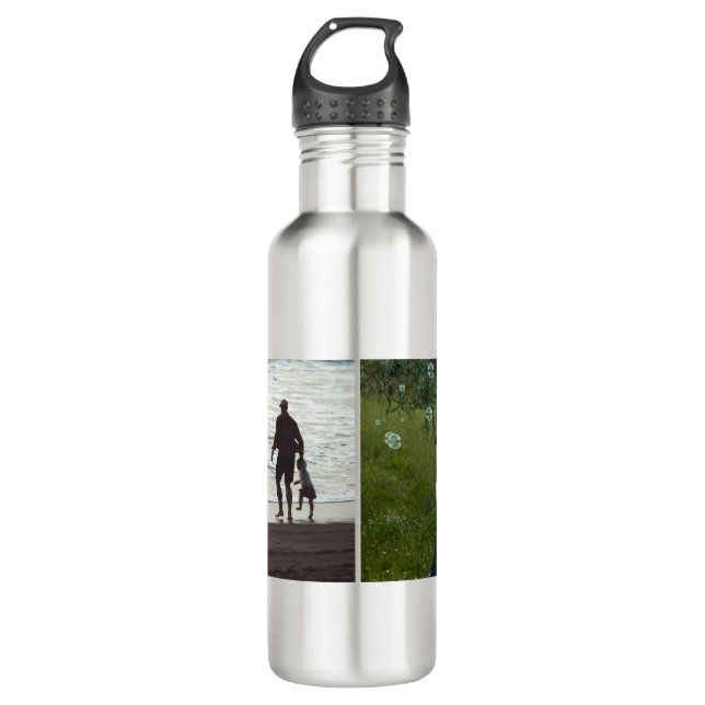 Simple Custom Two Photo Stainless Steel Water Bottle (Front)