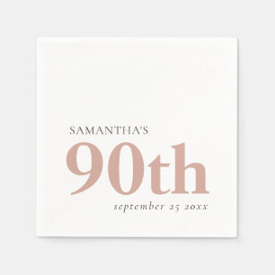 Simple Custom Typography Blush Pink 90th Name Date Napkins