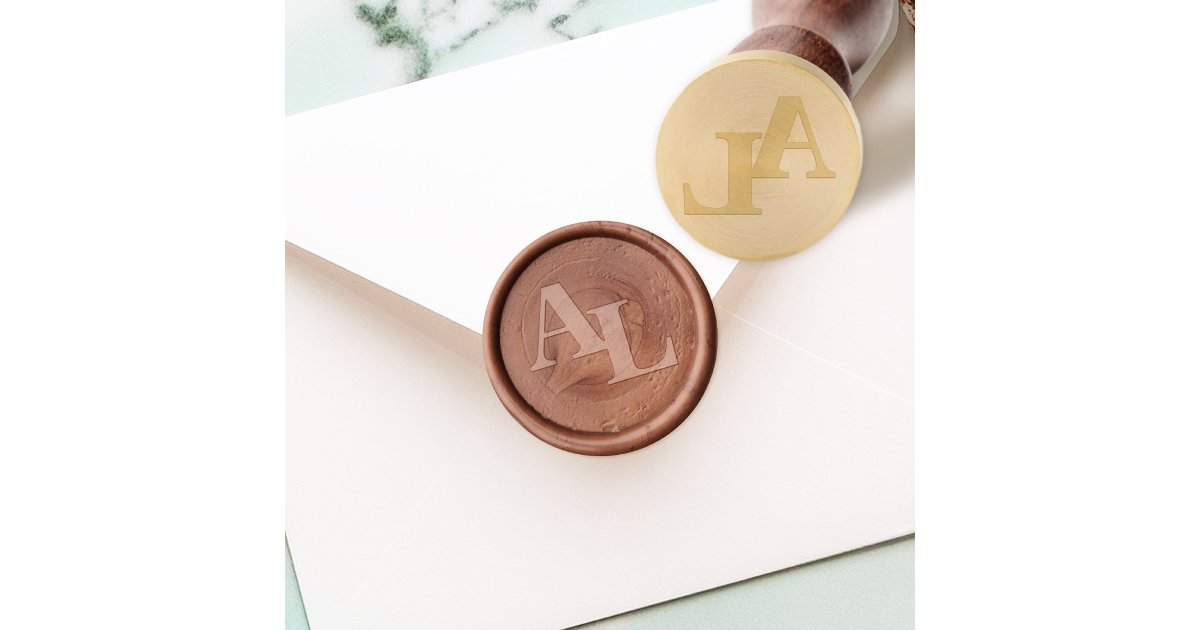 Simple Custom Wedding Initials Copper Wax Seal Stamp | Zazzle