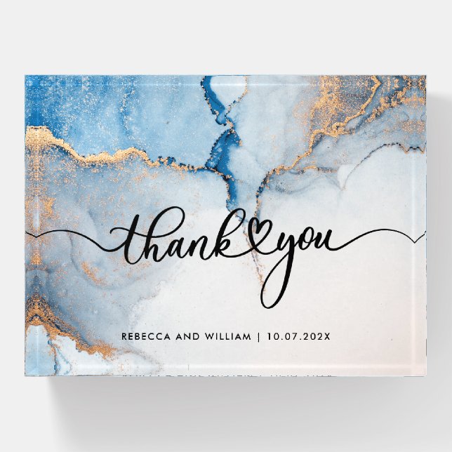 Simple Custom Wedding Thank You  Paperweight (Front)